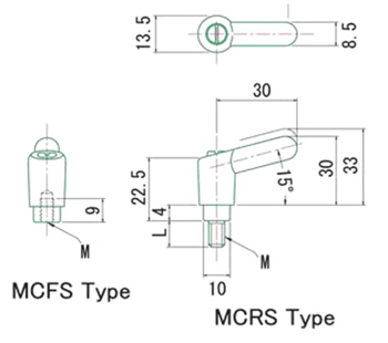 微型固定手柄（不鏽鋼） MCRS、MCFS 尺寸圖
