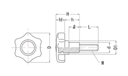 工程塑膠旋鈕（不鏽鋼） PK-L-sus 尺寸圖