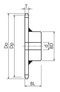 標準鏈輪 40B型 Semi-F系列 軸孔已加工（新JIS鍵）　焊接規格 尺寸圖