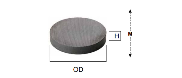 各向異性鐵氧體磁鐵 圓型尺寸圖