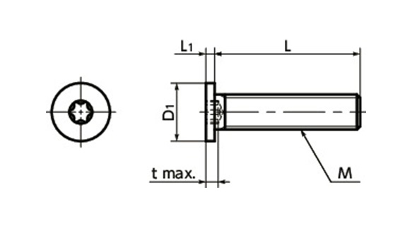 梅花螺絲孔極低頭螺栓 SST-TZB／SSTS 尺寸圖