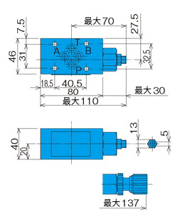フローレギュレータモジュラーバルブ OCY-G01-P-20外形図