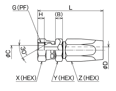 重覆使用型 管用平行內牙接頭（附30°公端密封）F Alt：尺寸圖01