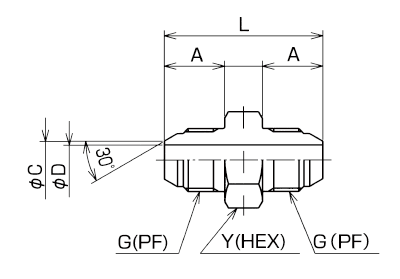 轉接器 中間連接型（附30°公端密封）150直型 Alt：尺寸圖01