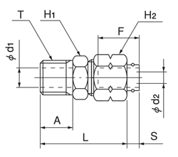 快速密封系列 嵌入裝置型（黃銅規格）連結器（公制尺寸） 尺寸圖