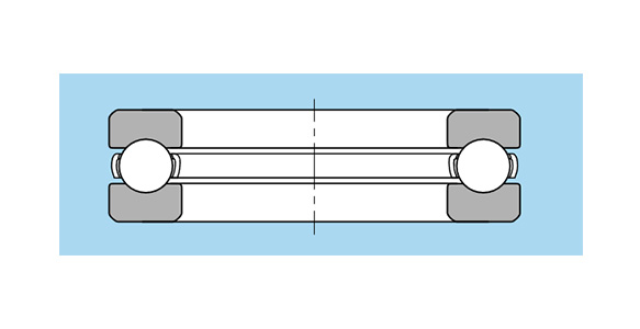 図1 単式スラスト玉軸受（打抜き保持器の例）