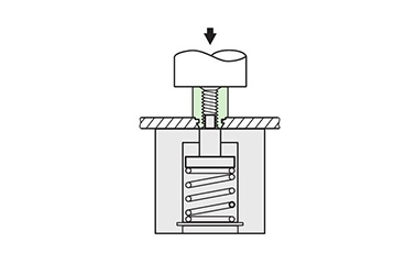 3.藉由沖壓機，將墊片的頭部壓入母材中。