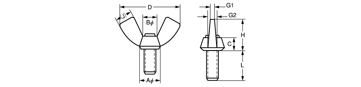 冷軋蝶形螺栓 R型的尺寸圖