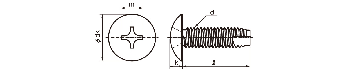 附十字孔（+）大扁頭自攻螺絲 3級附槽 C-1型的尺寸圖