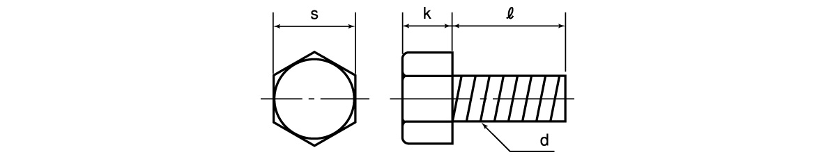 聚碳酸酯 六角螺栓的尺寸圖