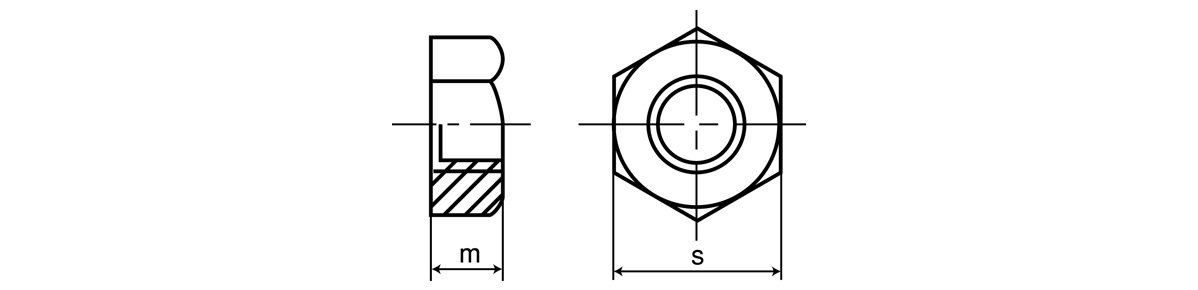 六角螺帽 1級 韋氏螺紋的尺寸圖