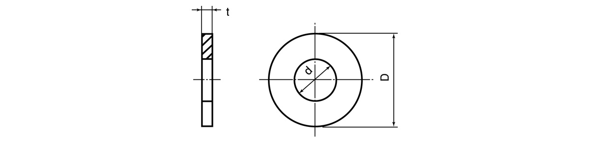 S45C（H）高強度 圓墊圈的尺寸圖