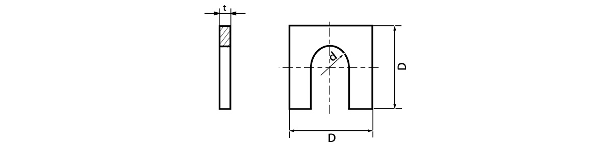 U字方形墊圈（1T）的尺寸圖