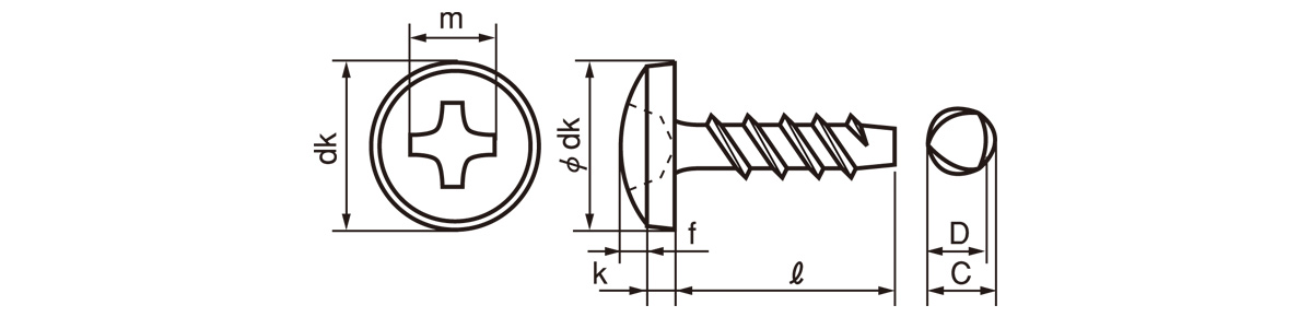 自攻螺栓(Taptite) （+） P型 接頭的尺寸圖
