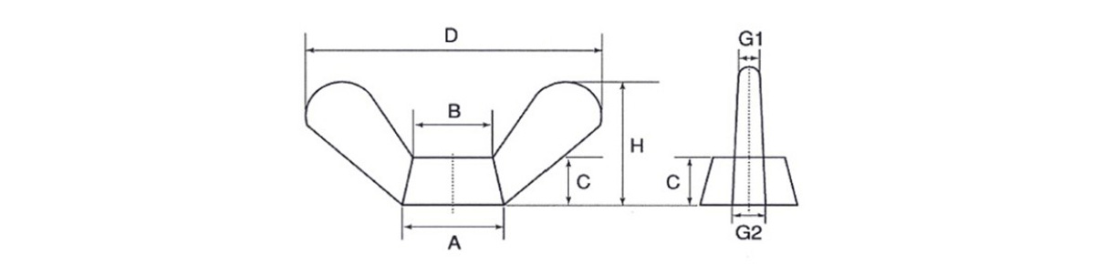 蝶形螺帽（1級）尺寸圖