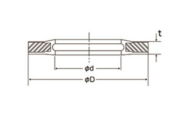 密封墊圈 SWS-K型（附頭螺栓用 內徑鎖緊有縫隙型）尺寸圖