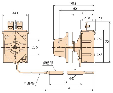 Robertshaw恆溫器 B10/B20尺寸圖