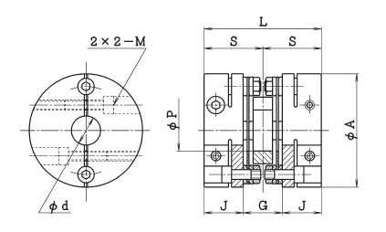 精密軸接頭-板簧式 LAD-C系列　LAD－15C～58C尺寸圖