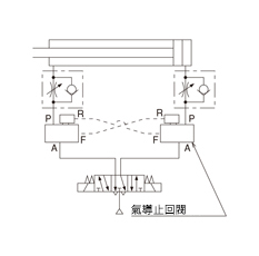 氣導止回閥 PCV系列 使用氣壓驅動致動器時的連接電路圖