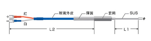 溫度感測器 熱電偶K型（插鞘型）尺寸圖1