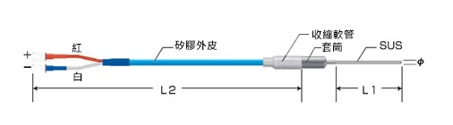 溫度感測器 熱電偶K型（插鞘型）尺寸圖2