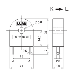 一般計測用 CTL汎用シリーズ プリント板取付用交流電流センサ 外形図