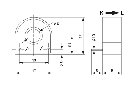 精密計測用 CTL-Zシリーズ プリント板取付電流センサ 外形図1