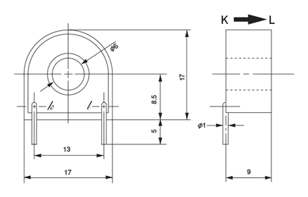 精密計測用 CTL-Zシリーズ プリント板取付電流センサ 外形図2