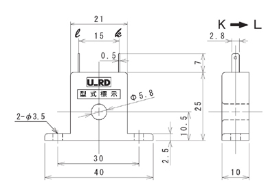 精密計測用 CTL-Zシリーズ パネル取付交流電流センサ 外形図