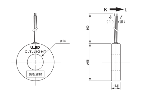 精密計測用 CTL-Zシリーズ 大口径、交流電流センサ 外形図01