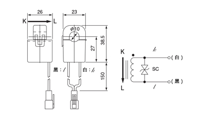 分割・クランプ型センサ クランプ式交流電流センサ 外形図