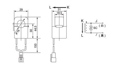 分割・クランプ型センサ クランプ式交流電流センサ 外形図