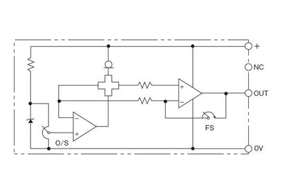 汎用直流電流センサ・貫通型 パネル取付用/＋8V～＋16V電源対応 制御ブロック図