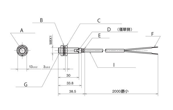 圓筒型直流2線式一般型接近感應器預接線型 FL7M-2□6H□ 尺寸圖