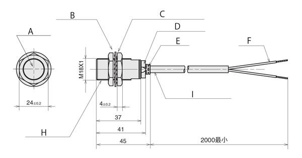 圓筒型直流2線式一般型接近感應器預接線型 FL7M-7□6H□□ 尺寸圖