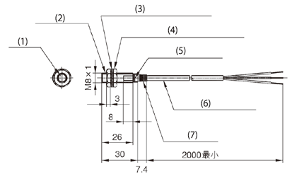 圓筒型直流3線式接近感應器FL7M-1P5□6尺寸圖
