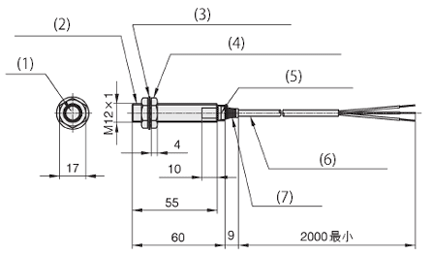 圓筒型直流3線式接近感應器FL7M-2□6G……長體型尺寸圖