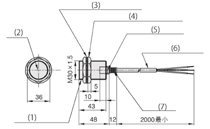 圓筒型直流3線式接近感應器FL7M-10□6尺寸圖