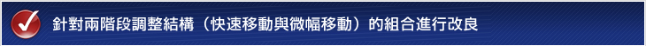 針對兩階段調整結構（快速移動與微幅移動）的組合進行改良