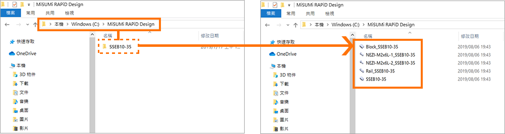 組合品，會在指定位置生成一個以型號命名的資料夾，模型的構成零件會儲存在資料夾裡。